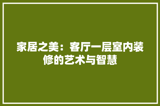 家居之美：客厅一层室内装修的艺术与智慧 现代风格装饰