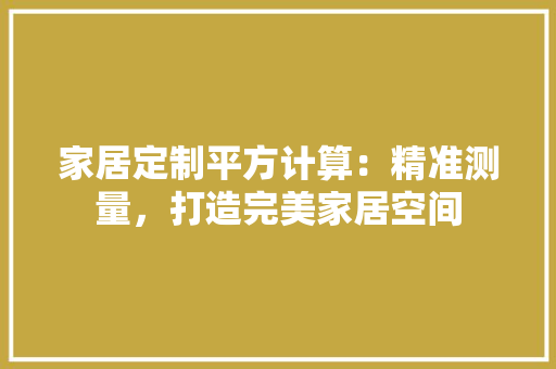 家居定制平方计算：精准测量，打造完美家居空间 现代风格装饰
