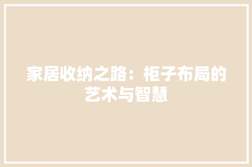家居收纳之路：柜子布局的艺术与智慧 现代风格装饰
