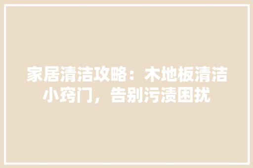 家居清洁攻略：木地板清洁小窍门，告别污渍困扰