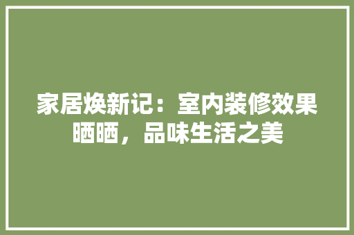 家居焕新记：室内装修效果晒晒，品味生活之美 现代风格装饰