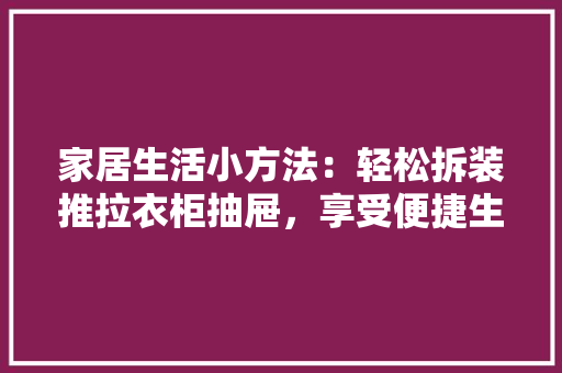 家居生活小方法：轻松拆装推拉衣柜抽屉，享受便捷生活 现代风格装饰