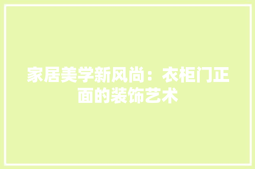 家居美学新风尚：衣柜门正面的装饰艺术 现代风格装饰