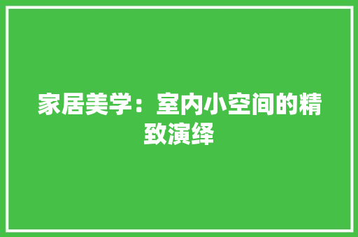 家居美学：室内小空间的精致演绎 现代风格装饰