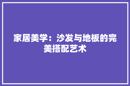 家居美学：沙发与地板的完美搭配艺术 现代风格装饰