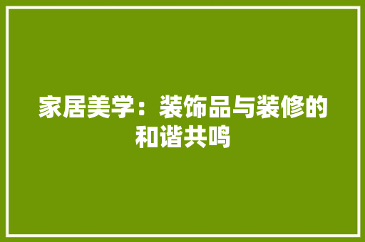 家居美学：装饰品与装修的和谐共鸣 现代风格装饰