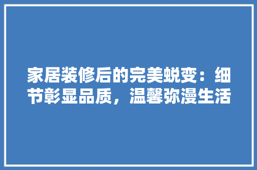 家居装修后的完美蜕变：细节彰显品质，温馨弥漫生活 现代风格装饰