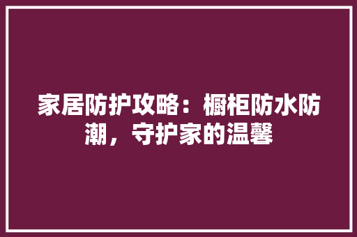 家居防护攻略：橱柜防水防潮，守护家的温馨 现代风格装饰