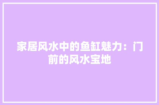 家居风水中的鱼缸魅力：门前的风水宝地 现代风格装饰