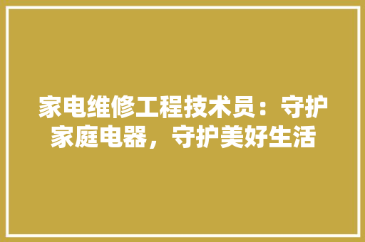 家电维修工程技术员：守护家庭电器，守护美好生活 现代风格装饰