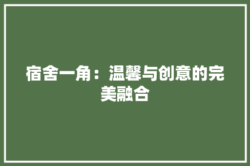 宿舍一角：温馨与创意的完美融合 现代风格装饰