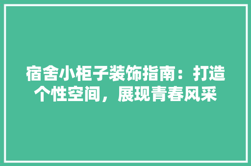 宿舍小柜子装饰指南：打造个性空间，展现青春风采 现代风格装饰