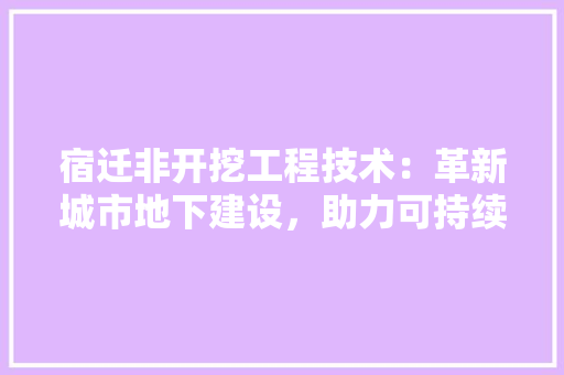 宿迁非开挖工程技术：革新城市地下建设，助力可持续发展 现代风格装饰