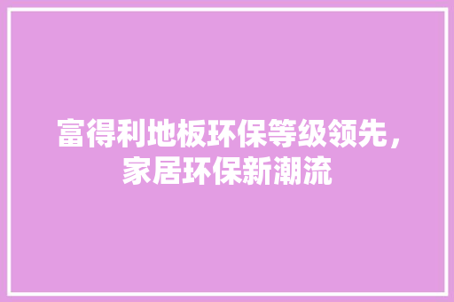 富得利地板环保等级领先，家居环保新潮流 现代风格装饰