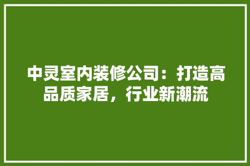 中灵室内装修公司：打造高品质家居，行业新潮流 家居装修
