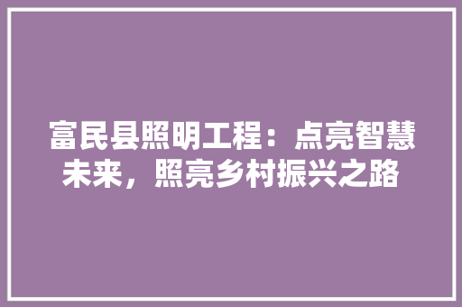 富民县照明工程：点亮智慧未来，照亮乡村振兴之路 现代风格装饰
