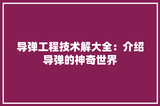 导弹工程技术解大全：介绍导弹的神奇世界 现代风格装饰