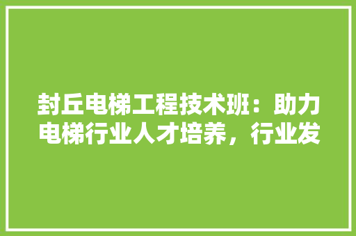 封丘电梯工程技术班：助力电梯行业人才培养，行业发展新篇章 现代风格装饰