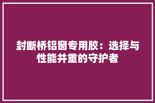 封断桥铝窗专用胶：选择与性能并重的守护者 现代风格装饰