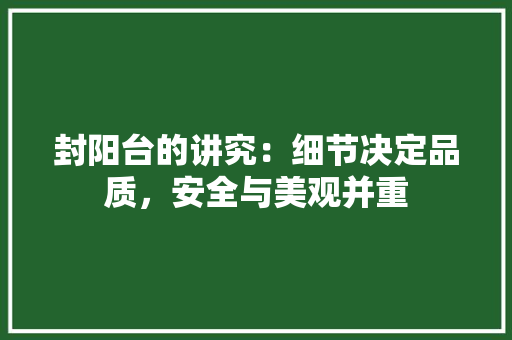 封阳台的讲究：细节决定品质，安全与美观并重 现代风格装饰