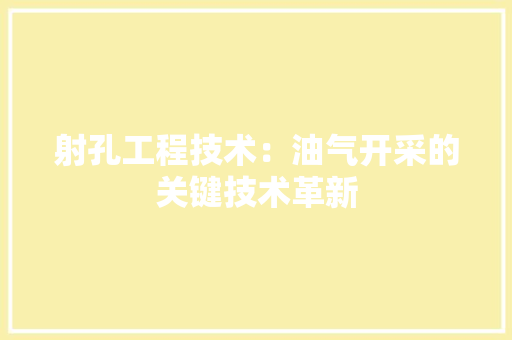 射孔工程技术：油气开采的关键技术革新 现代风格装饰