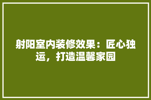 射阳室内装修效果：匠心独运，打造温馨家园 现代风格装饰