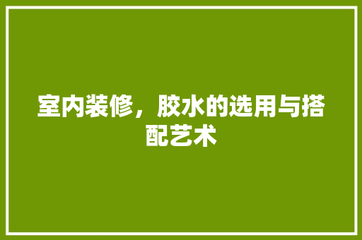 室内装修，胶水的选用与搭配艺术 现代风格装饰