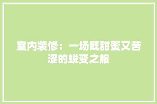 室内装修：一场既甜蜜又苦涩的蜕变之旅 现代风格装饰