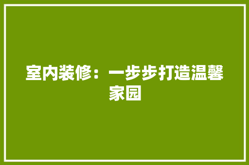 室内装修：一步步打造温馨家园 现代风格装饰