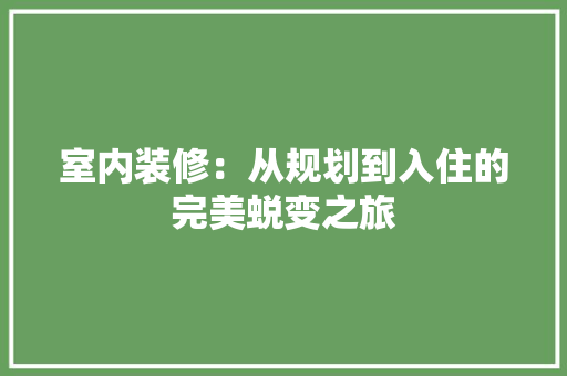 室内装修：从规划到入住的完美蜕变之旅 现代风格装饰