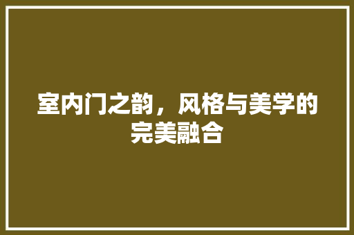 室内门之韵，风格与美学的完美融合 现代风格装饰