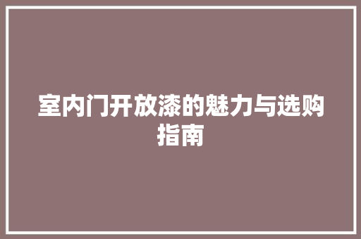室内门开放漆的魅力与选购指南 现代风格装饰