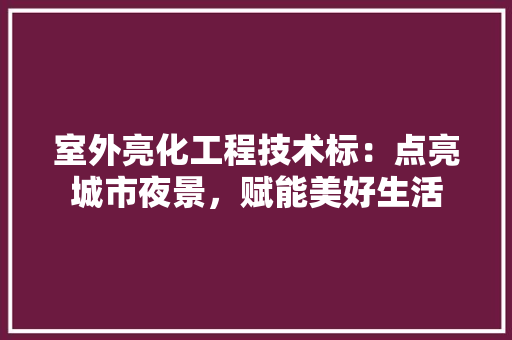 室外亮化工程技术标：点亮城市夜景，赋能美好生活