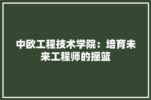 中欧工程技术学院：培育未来工程师的摇篮 家居装修