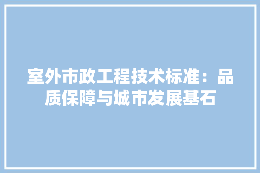 室外市政工程技术标准：品质保障与城市发展基石 现代风格装饰