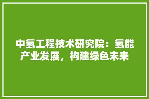 中氢工程技术研究院：氢能产业发展，构建绿色未来 家居装修