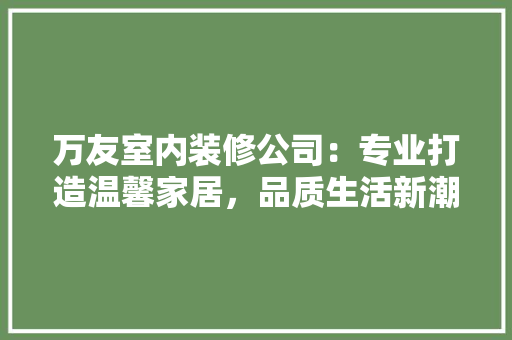 万友室内装修公司：专业打造温馨家居，品质生活新潮流 家居装修