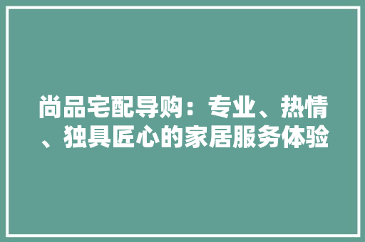 尚品宅配导购：专业、热情、独具匠心的家居服务体验 现代风格装饰