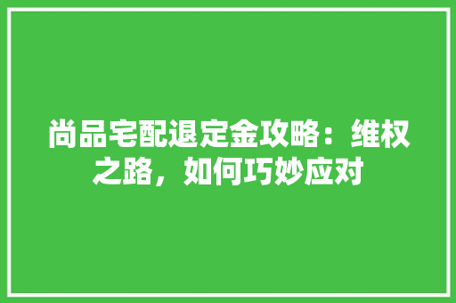 尚品宅配退定金攻略：维权之路，如何巧妙应对 现代风格装饰