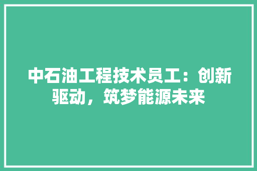 中石油工程技术员工：创新驱动，筑梦能源未来 家居装修