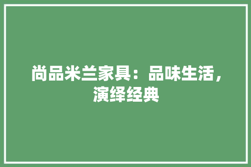 尚品米兰家具：品味生活，演绎经典 现代风格装饰