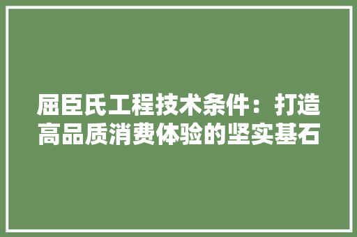 屈臣氏工程技术条件：打造高品质消费体验的坚实基石