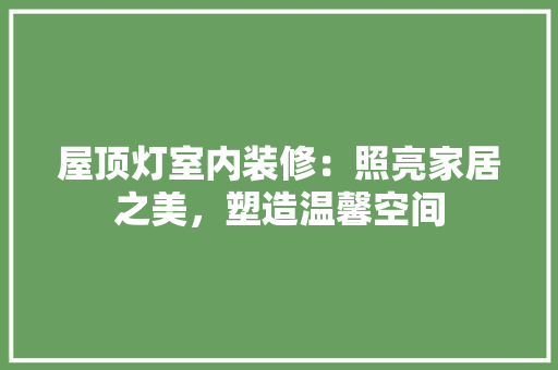 屋顶灯室内装修：照亮家居之美，塑造温馨空间