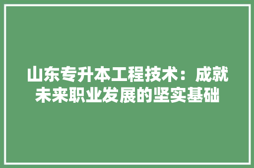 山东专升本工程技术：成就未来职业发展的坚实基础 现代风格装饰