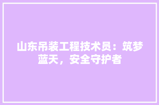 山东吊装工程技术员：筑梦蓝天，安全守护者 现代风格装饰