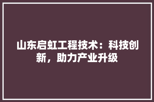 山东启虹工程技术：科技创新，助力产业升级 现代风格装饰
