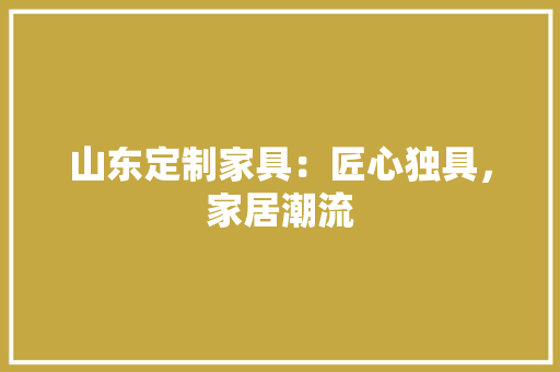 山东定制家具：匠心独具，家居潮流 现代风格装饰