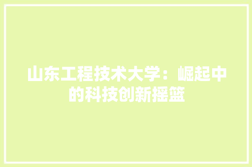 山东工程技术大学：崛起中的科技创新摇篮 现代风格装饰