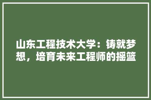 山东工程技术大学：铸就梦想，培育未来工程师的摇篮 现代风格装饰