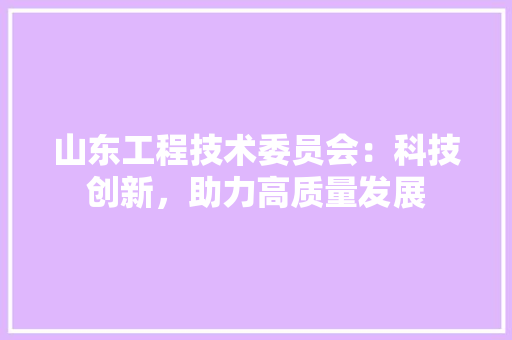 山东工程技术委员会：科技创新，助力高质量发展 现代风格装饰